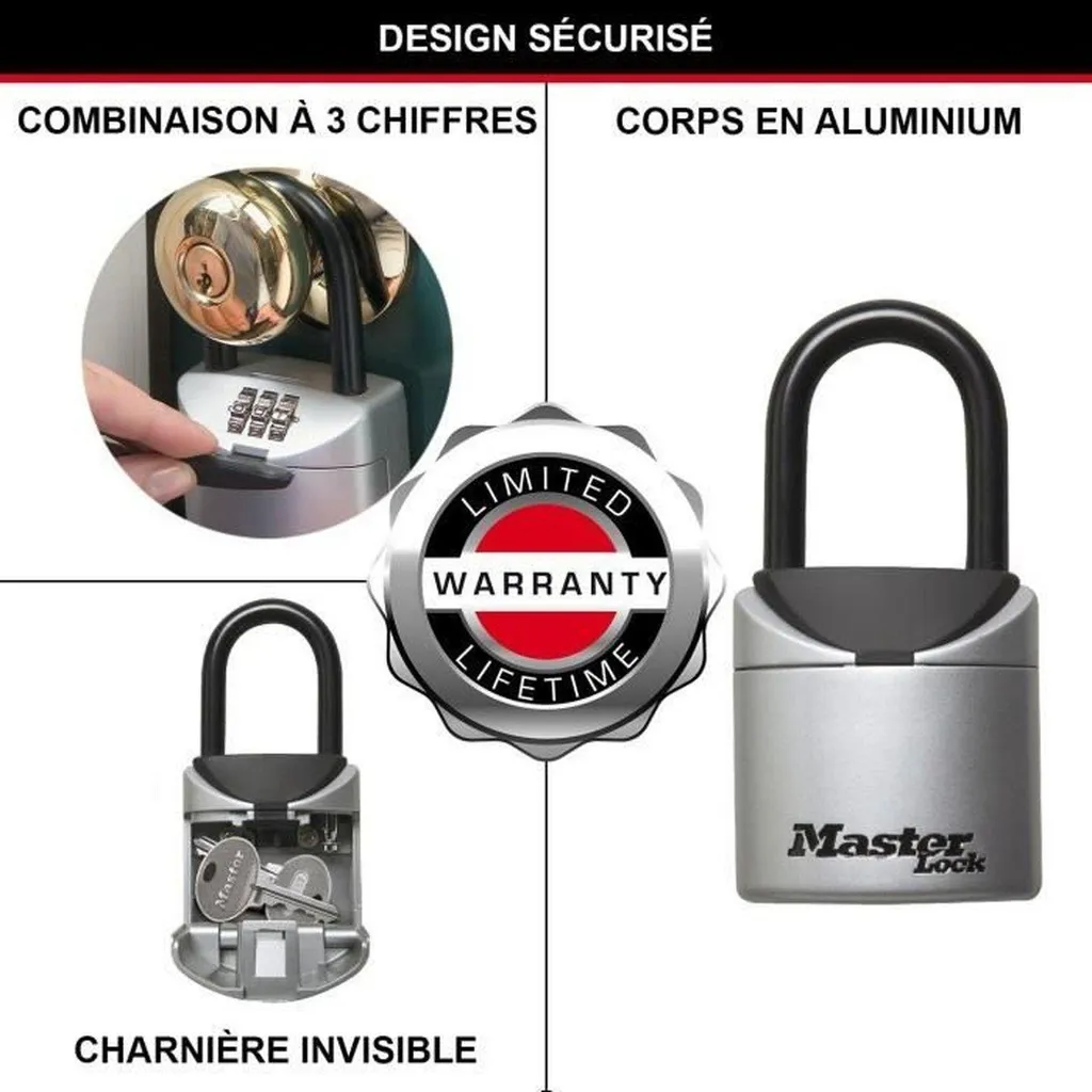 Boîte à clés sécurisée Master Lock 5406EURD à combinaison et anse - 6
