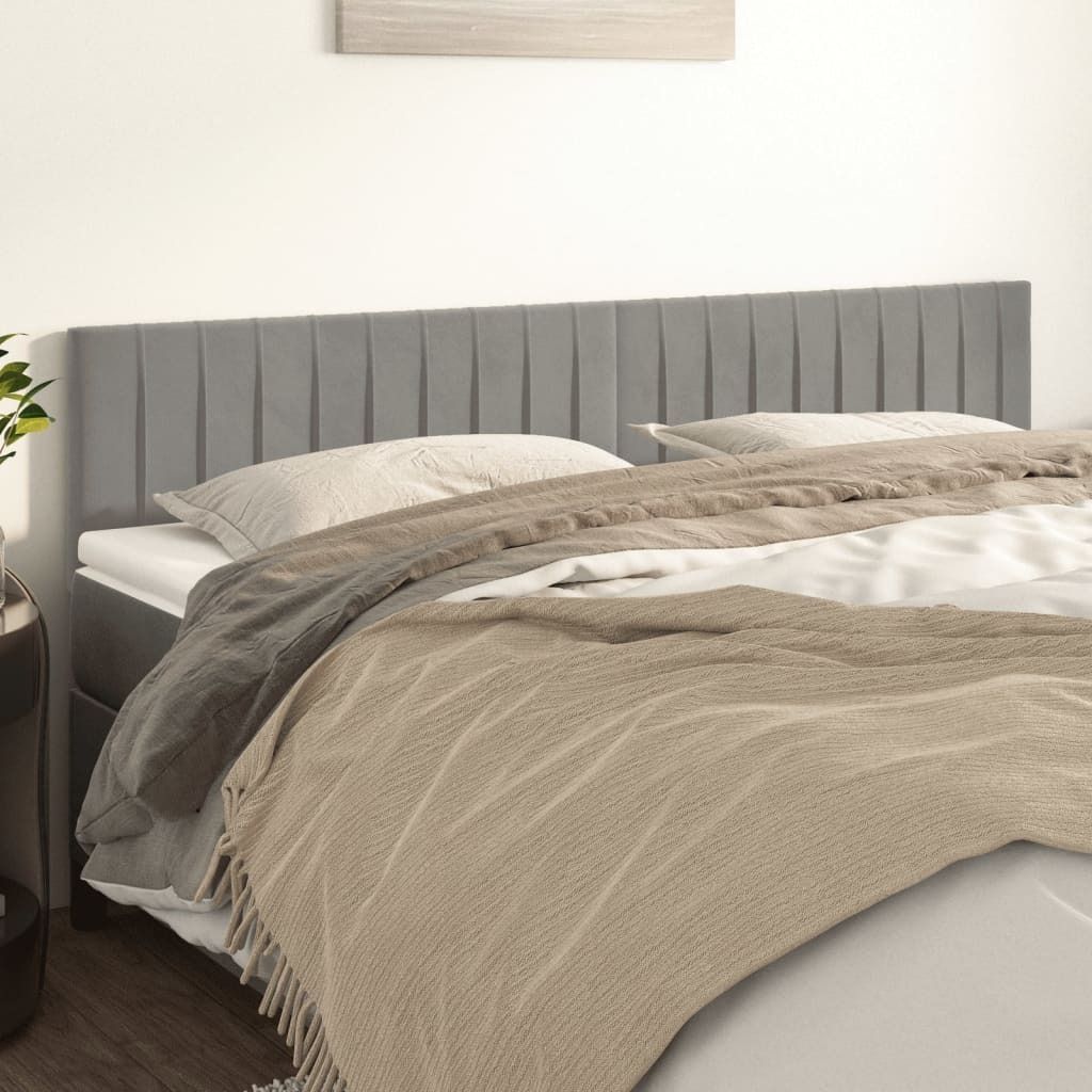 "WINTER SALE"Kopfteil - modernes Design - fürs Schlafzimmer -e 2 Stk. Hellgrau 80x5x78/88cm Samt DE279582 - Kopfteile