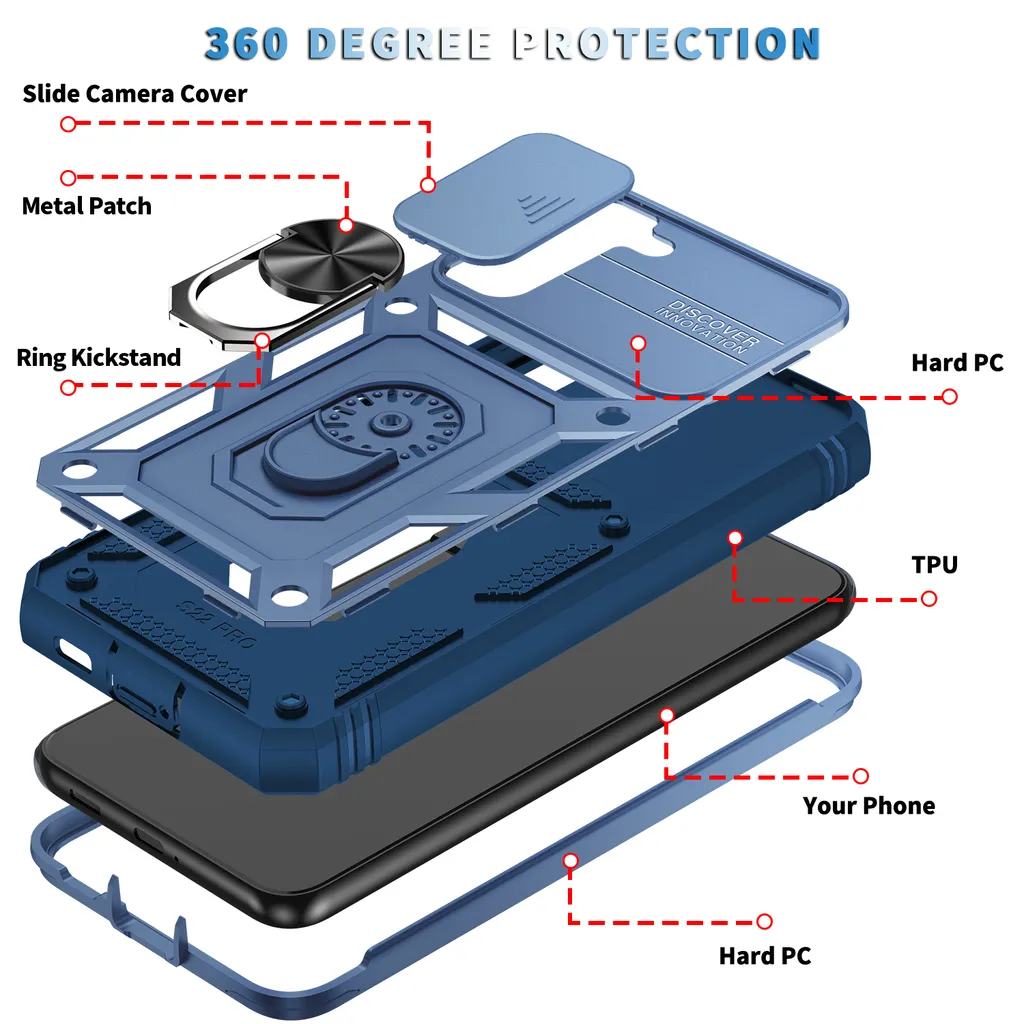 Custodia Samsung S23 Blu: Protezione Fotocamera e Porta Carte Robusta - 5