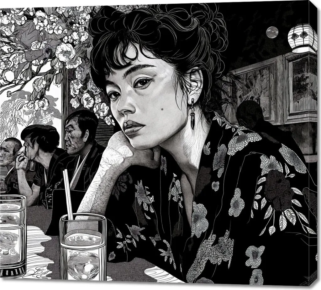 Quadro 100x90cm Kimono nero
