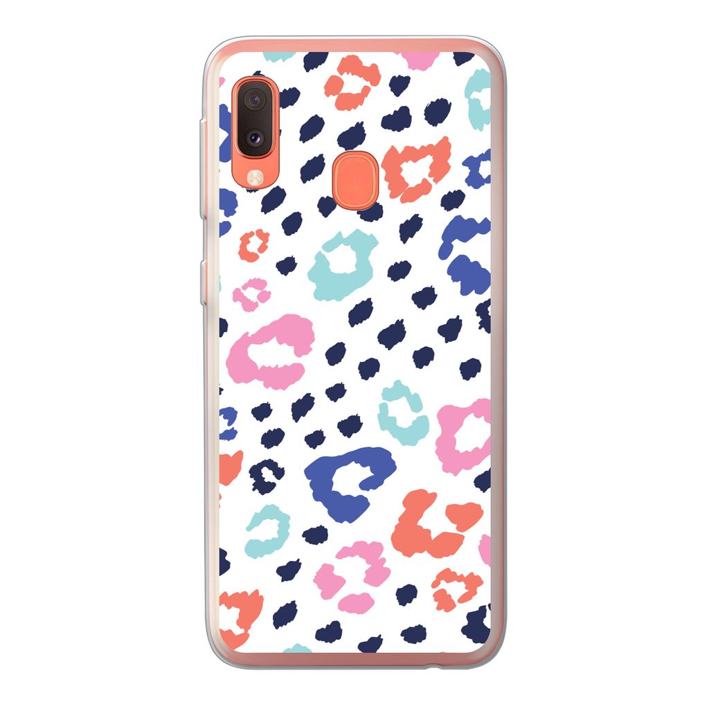MuchoWow Handyhülle Schutzhülle Hülle für Samsung Galaxy A20e Panther Druck - Pastell - Farben Silikon Softcase Handy Hülle - Abdeckung