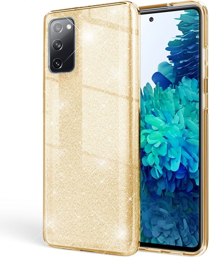 NALIA Glitzer Handyhülle für Samsung Galaxy S20 FE, Bling Handy Cover Schutz Case TPU Gold