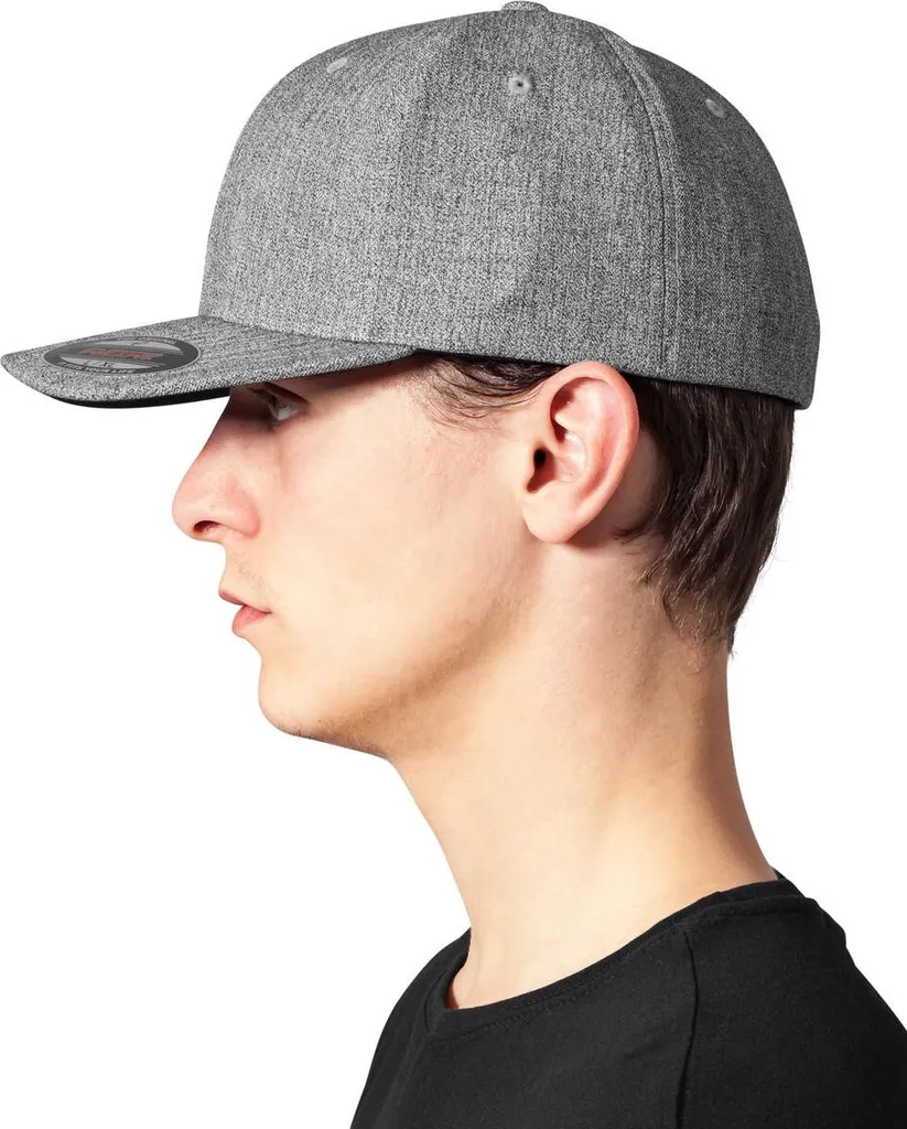Berretto Flexfit 6277PS Heather Grey S/M | Visiera Nera Professionale - 12