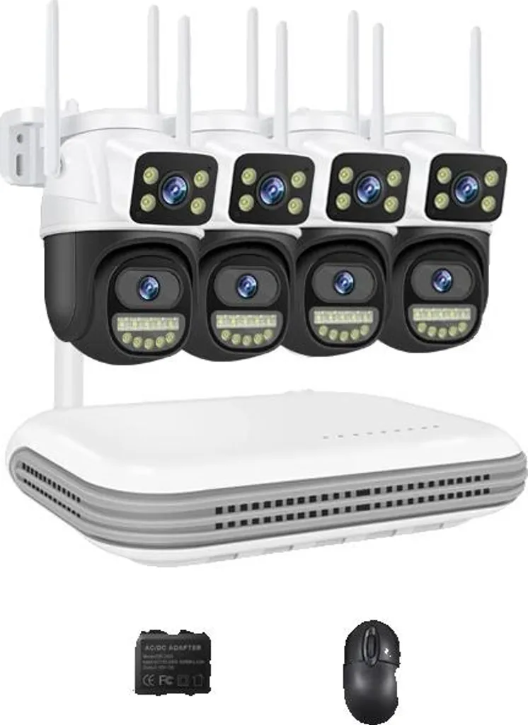 Caméras de sécurité double objectif 6 MP avec système NVR 8 canaux IP