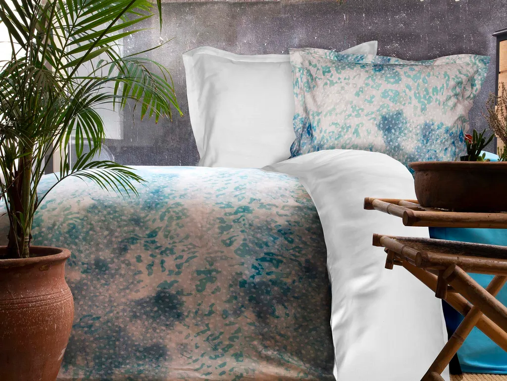 Drap de Lit en Satin 160x200 cm Belize Bleu Turquoise Réversible Luxe
