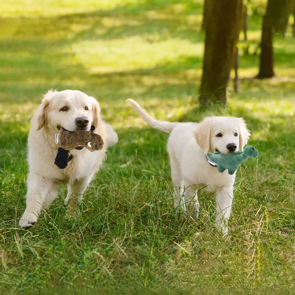 Jouets à mordiller pour chiots : set de 6 animaux en peluche avec sifflet - 3