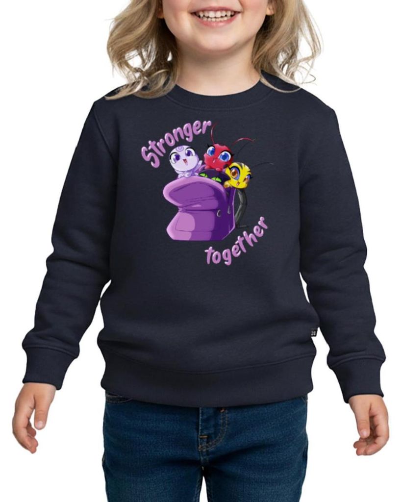 Spreadshirt Miraculous Stronger Together Kinder Premium Pullover, 158/164 (12 Jahre), Navy