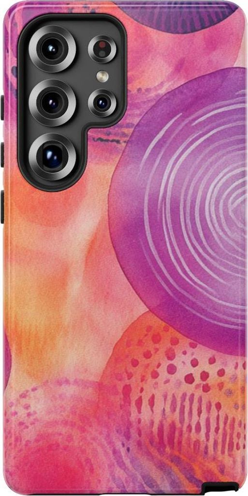 Abstrakte Aquarellkreise in warmen Farbtönen – Hülle Kompatibel mit Samsung Galaxy S25 Ultra