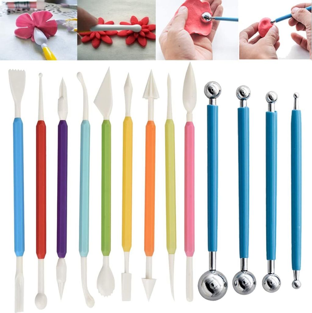 13 Stück Modellierwerkzeug Fondant Set,Multifunktionales Ton Werkzeug