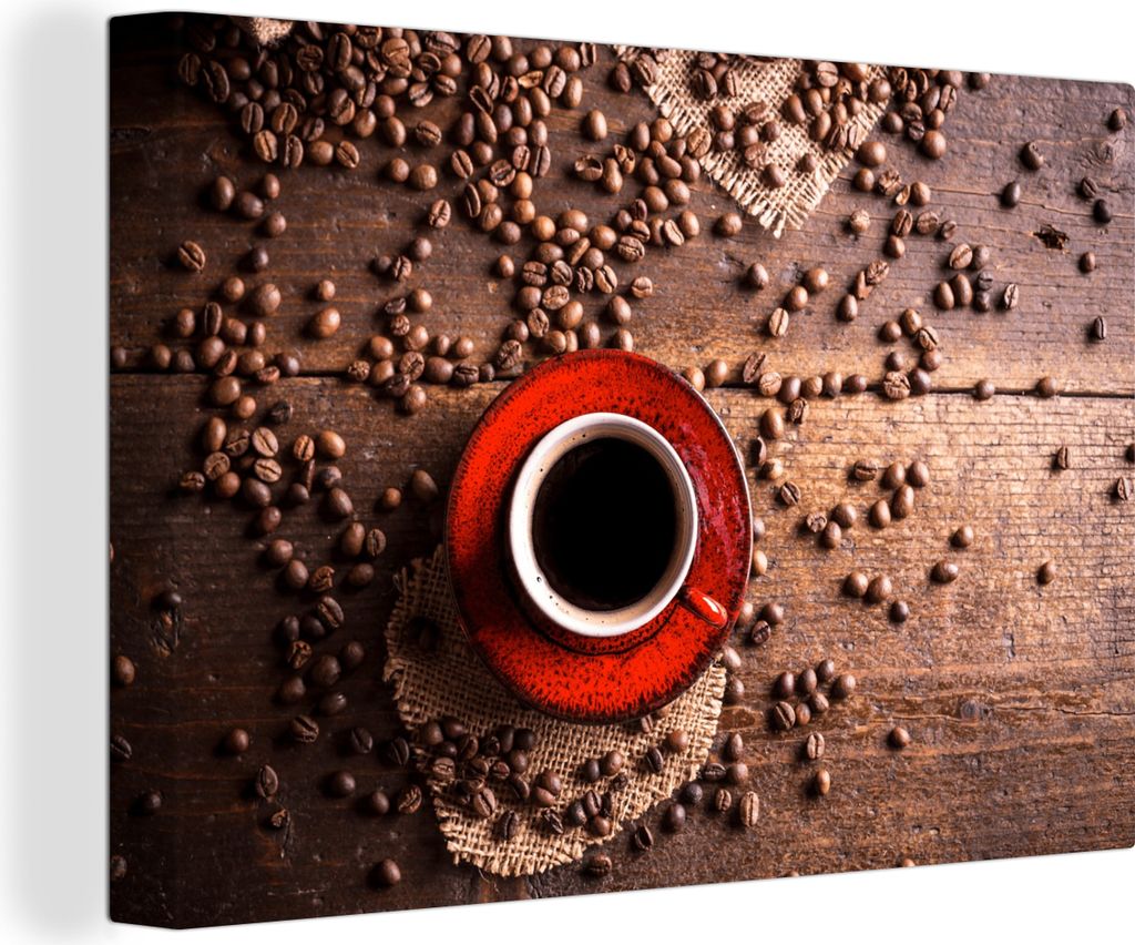 OneMillionCanvasses - Leinwandbilder - 150x100 cm, Kaffee - Kaffeebohnen - Espresso, Wandbilder Kunstdruck Wanddekoration - Foto auf Leinwand - G...