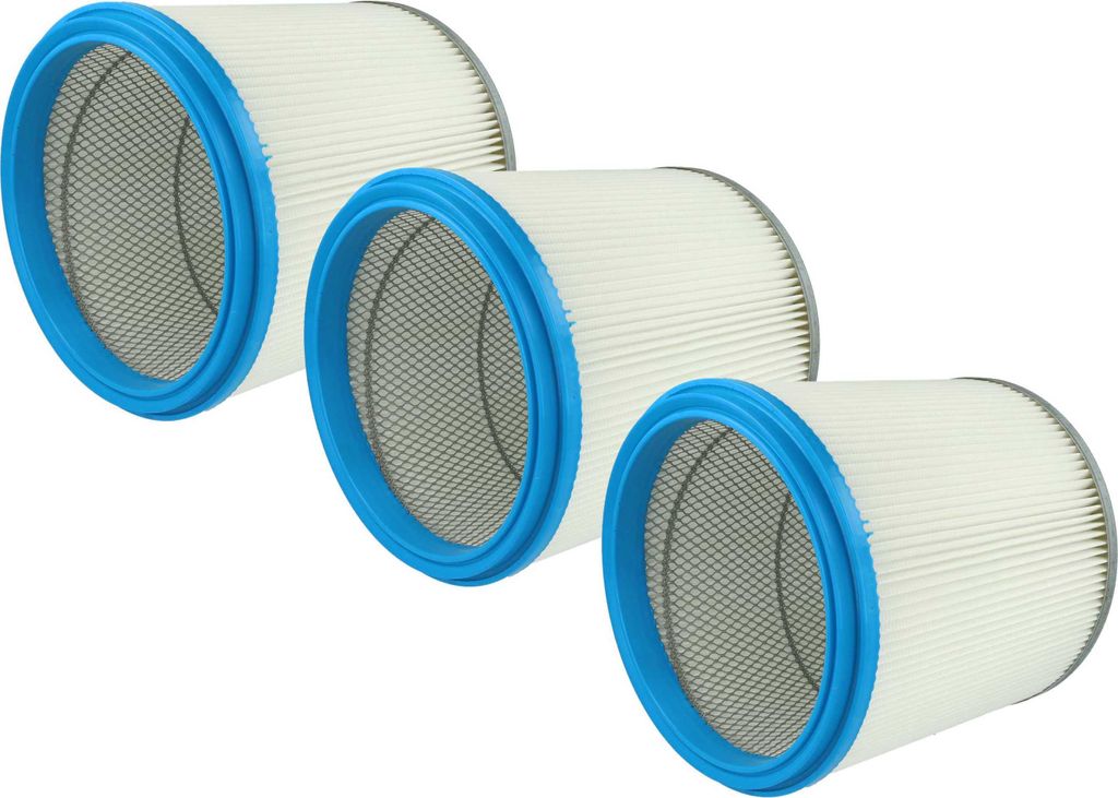 vhbw 3x Faltenfilter kompatibel mit Renfert Cyclone Staubsauger - Patronenfilter Blau Silber Weiß Abwaschbar
