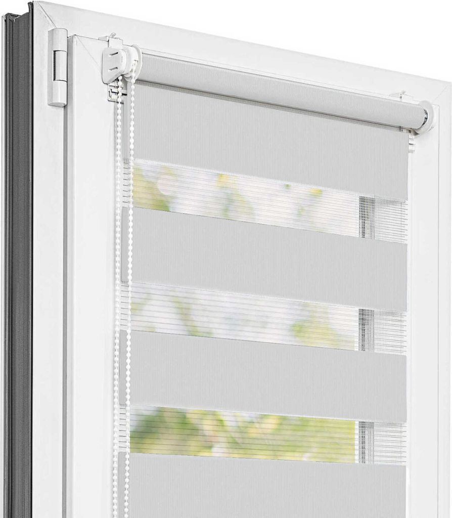 Estika Doppelrollo Klemmfix - 40 x 150 cm - Hellgrau - Duo Produktbild 