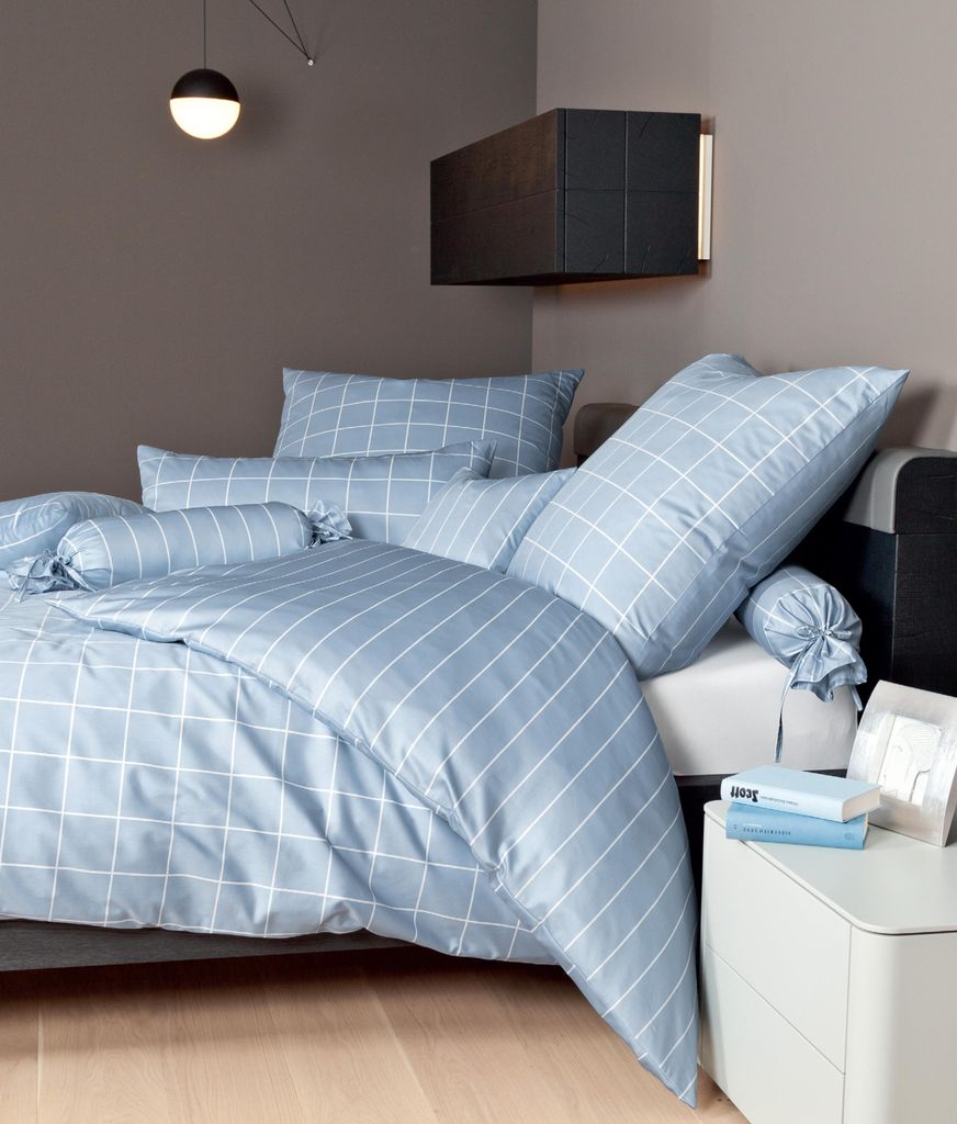 Janine Design Mako-Satin-Bettwäsche-Garnitur 39025 modernclassic Farbe perlblau Größe 155x200+80x80