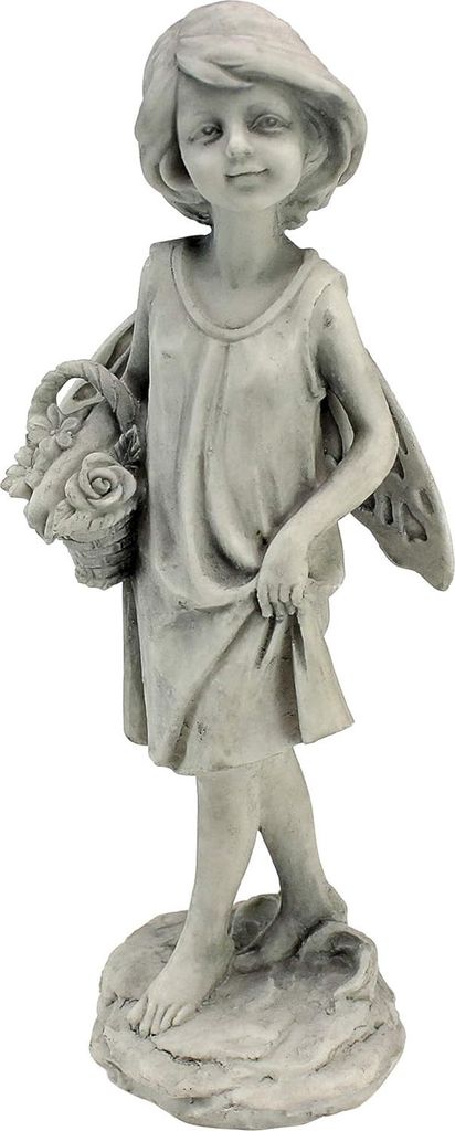 Toscano SH9403614 Gartenfee-Statue mit Korb, mehrfarbig, 7,5 x 10 x 25,5 cm