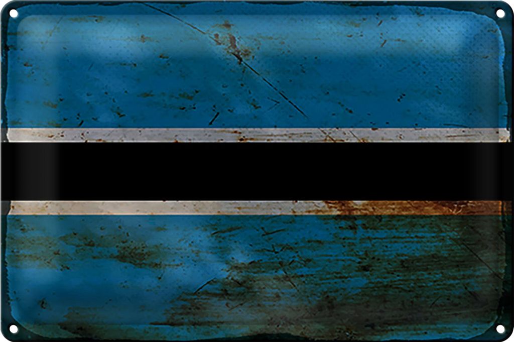 Blechschild Flagge Botswana 30x20cm Flag of Botswana Rost