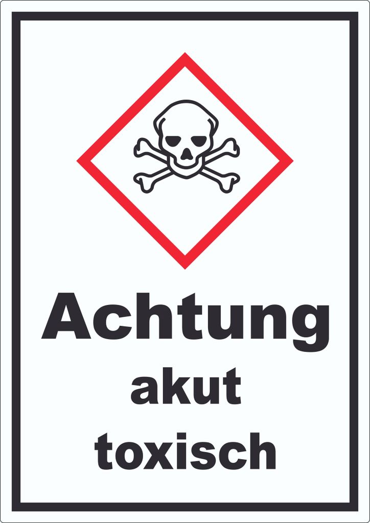 Aufkleber akut toxisch Toxizität Totenkopf A8 (52x74mm)