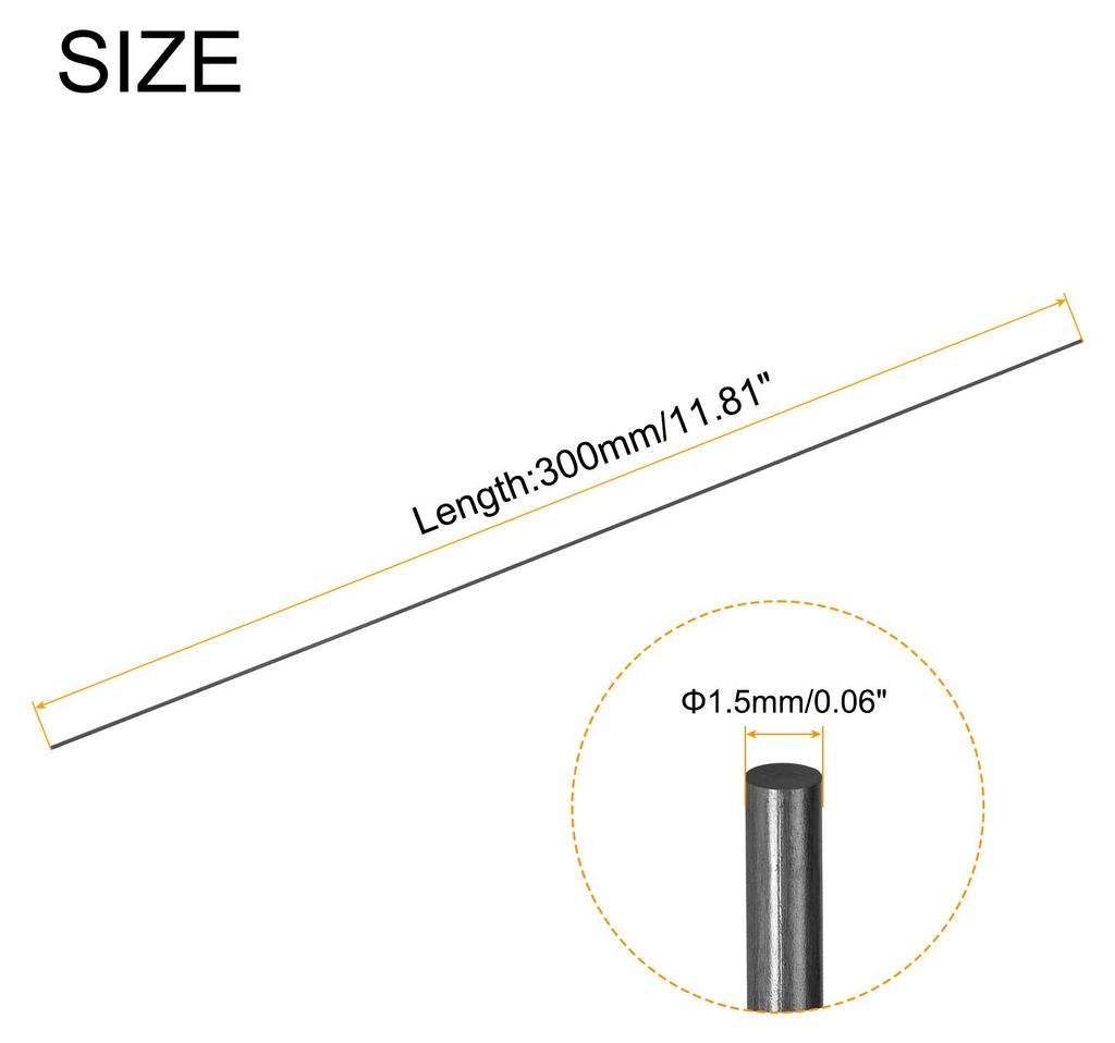 Kohlefaserstab, 1,5mm x 300mm Kohlefaserstange fš¹r RC Flugzeug DIY Basteln Drachen Flš¹gelrohr Quadcopter Arm Reparatur Pack mit 8 Stš¹ck
