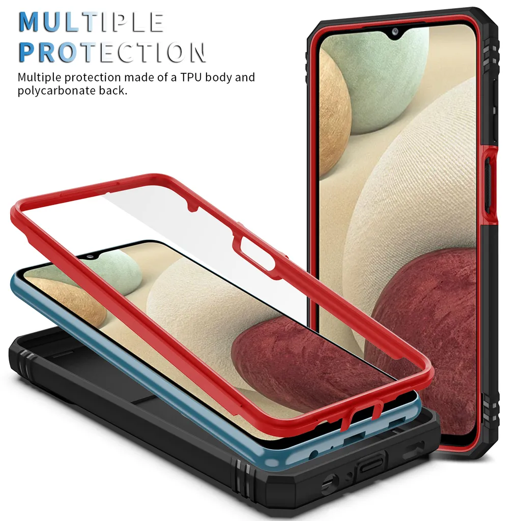 Cover Samsung A12 Ultra Resistente Rossa: Protezione Camera e Ring Stand - 3