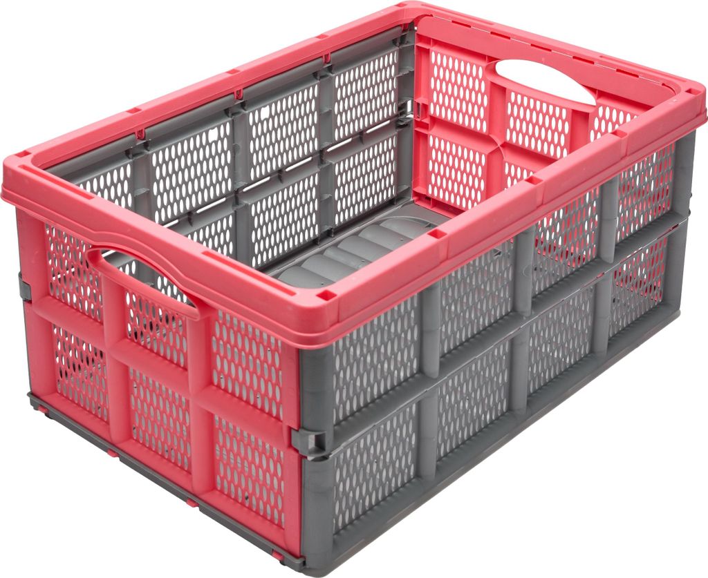 Garronda Transportbox Klappbox Klappkiste Faltbox Faltkiste 51 x 34,5 x 22,5 cm (Grau/Pink) GD-CRI-FoldBox
