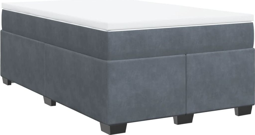 vidaXL Boxspringbett mit Matratze Dunkelgrau 120x190 cm Samt