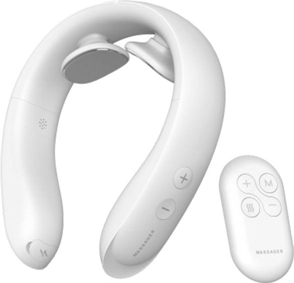 AIORBER Nackenmassagegerät EMS mit Wärme 6 Modi 16 Intensitäten kabellos USB Schulter und Nackenmassagegerät mit Fernbedienung Weiß