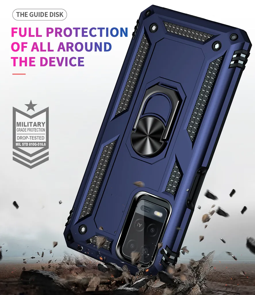 KEYYO Cover Ibrida Per Oppo A54S - Custodia TPU/PC Con Supporto Anello 360° E Attacco Magnetico - Nero - 4