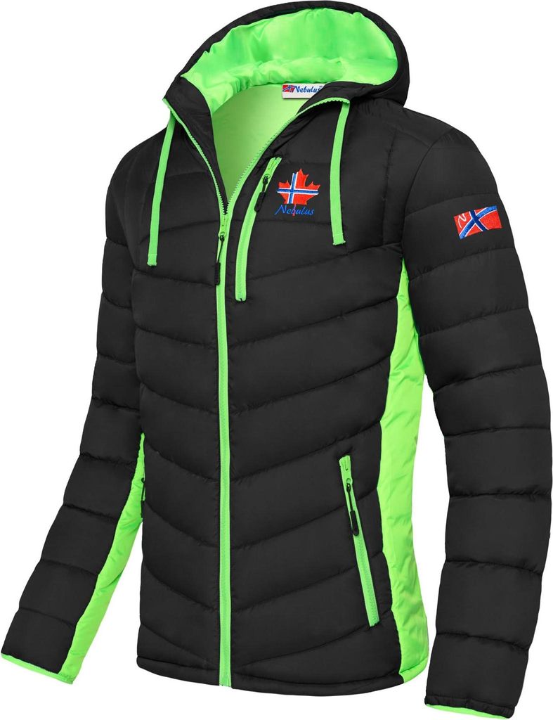 Nebulus Winterjacke MERIK Herren, warme Outdoorjacke, praktische & vielseitige Übergangs- & Winterjacke, P5151 - Herren, schwarz-lime, L