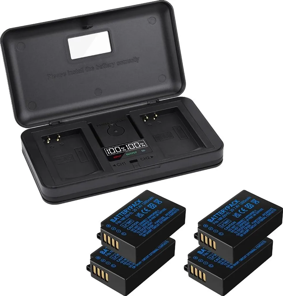 Batterie Lithium-ion Rechargeable Longue Durée : Pack 4 Unités + Chargeur