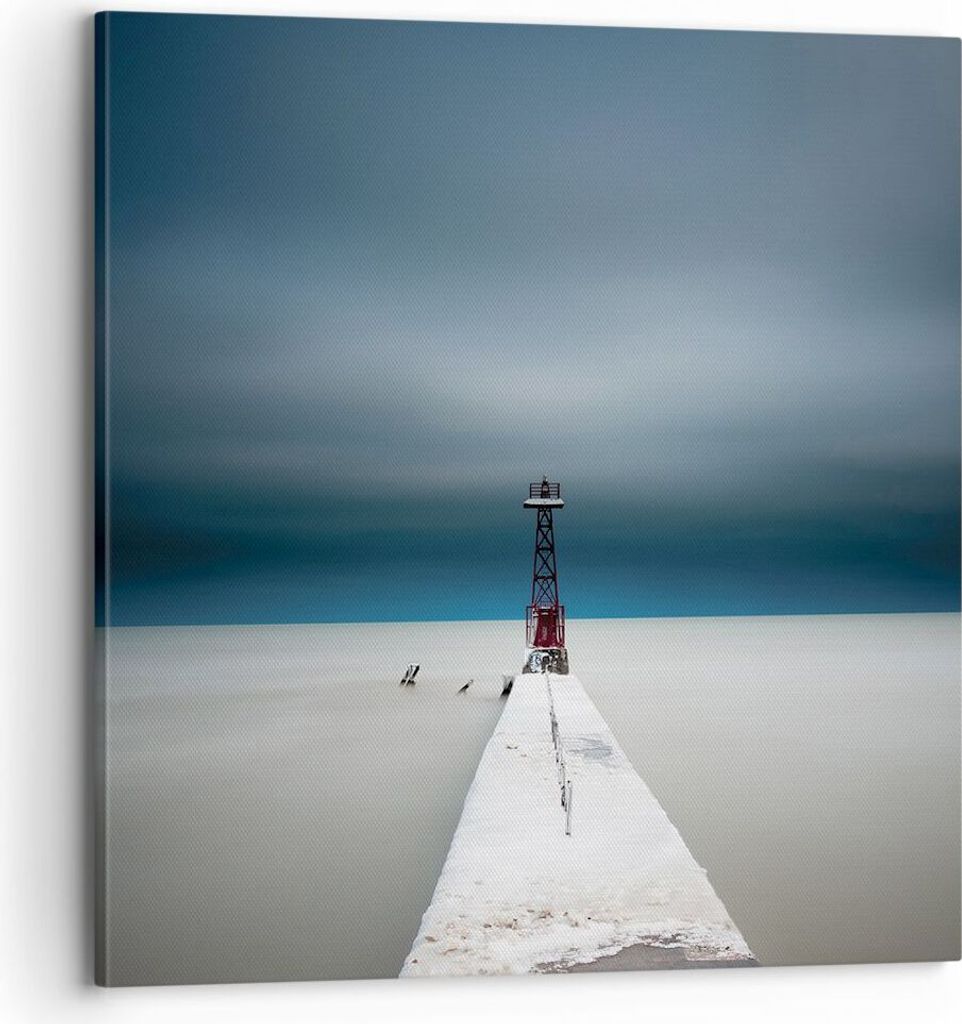 Bild auf Leinwand - Leinwandbild - Einteilig - Turm Strand Himmel - 70x70cm - Wand Bild - Wanddeko - Wandbilder - Leinwanddruck - Bilder - Wanddeko...