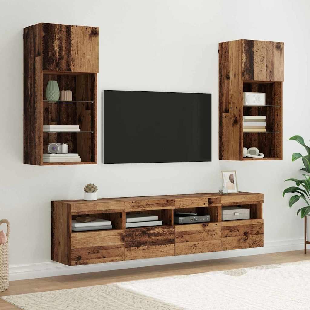 CLORIS TV Wand Einheiten mit LED 5 pcs Altholz 40,5 x 30 x 90 cm - TV-Schränke 3402980