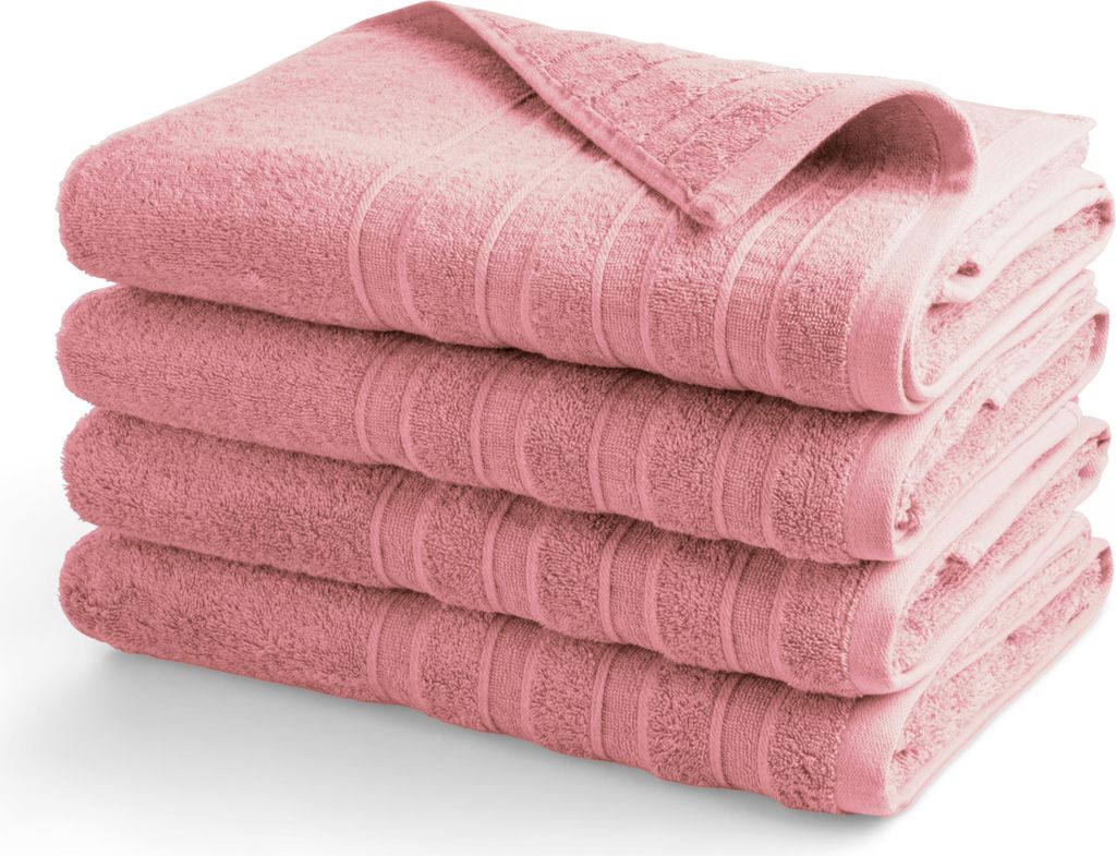 DoubleLife Handtücher XL Set - 70 X 140 cm 4-teilig - 550 g/m² 100% Baumwolle, davon 50% Recycelte - GRS - Rosa