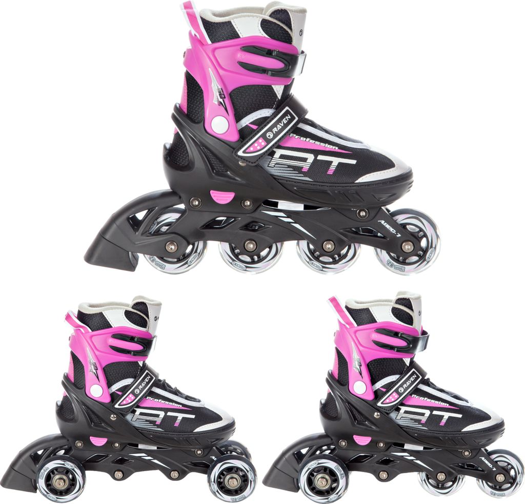 3in1 Inlineskates Inliner Triskates Rollschuhe Raven Profession Black/Pink 38-42 verstellbar