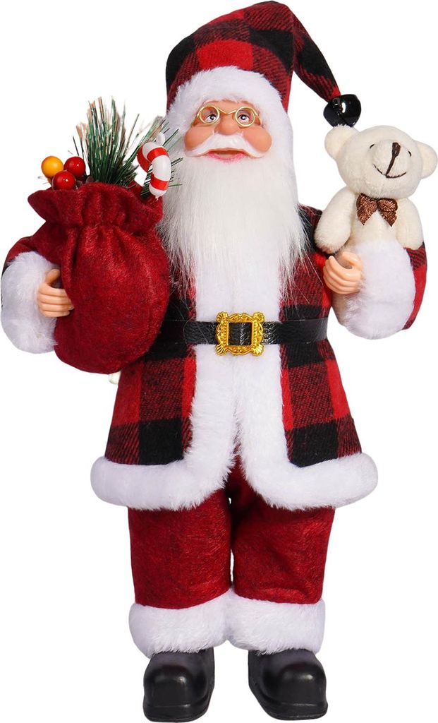 Weihnachtsmann-Puppendekoration, 30,5 cm großer Plüsch-Weihnachtsmann mit Geschenken, Weihnachtsfeier-Zubehör für Zuhause, Schreibtisch, Büche...
