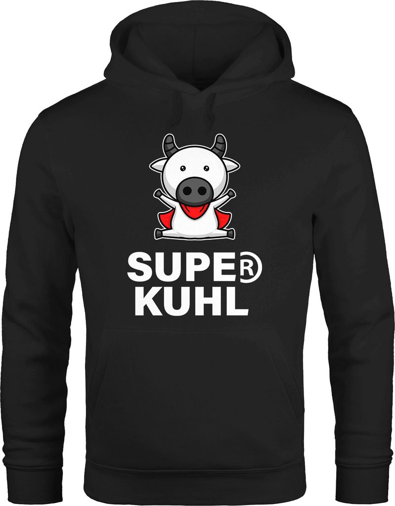 Lustiger Kapuzen-Pulli Herren Super Kuhl Kuh Kapuzen-Pullover Moonworks schwarz 4XL