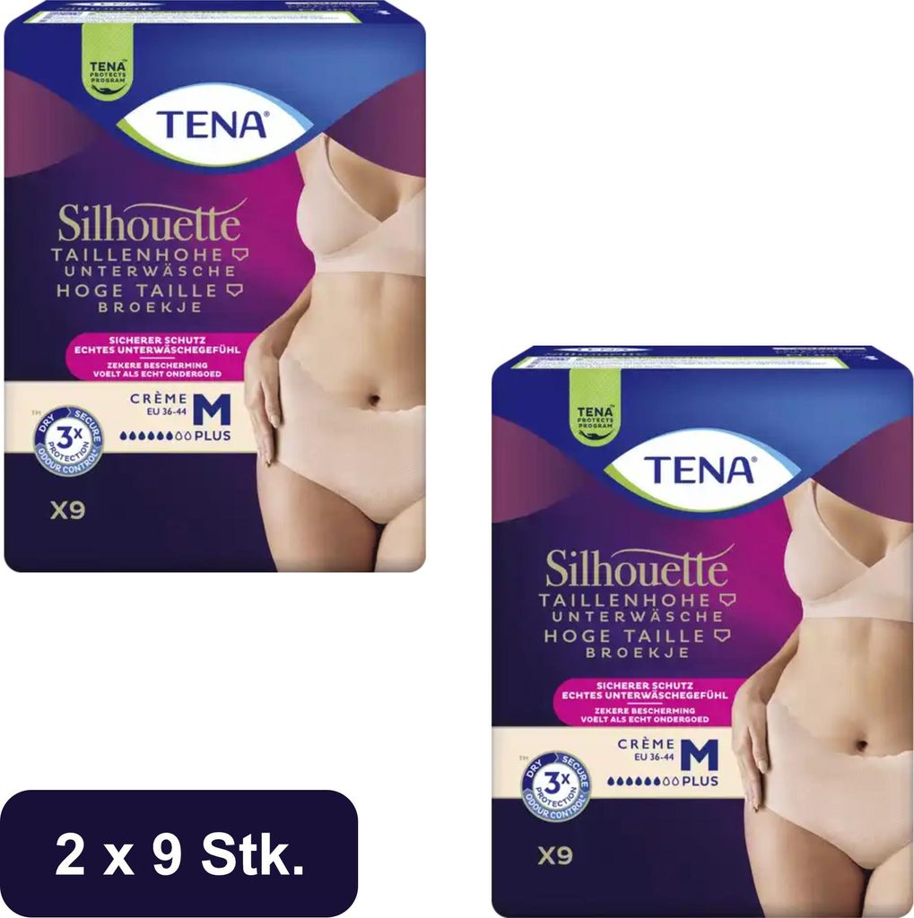 TENA - Silhouette Plus Crème  M - 2x9 Stk. Produktbild 