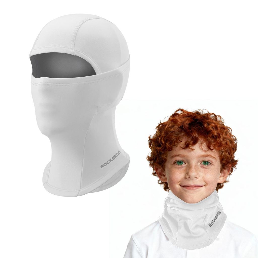 ROCKBROS Kinder Sturmhaube Winter Warm Balaclava Thermo Winddicht Skimaske für Outdoor Sports Weiß