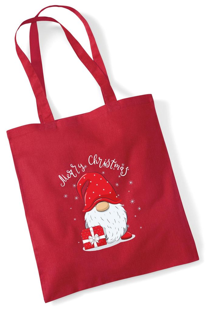 Huuraa Jutebeutel Merry Christmas Wichtel 10 Liter Classic Red Baumwolle Tasche Geschenkidee