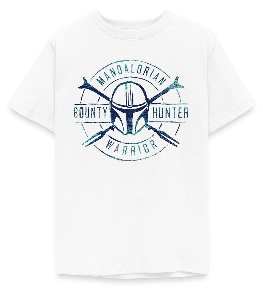 Star Wars: Mandalorian Bounty Hunter Warrior Teenager T-Shirt, 152/164 (12-14 Jahre), Weiß