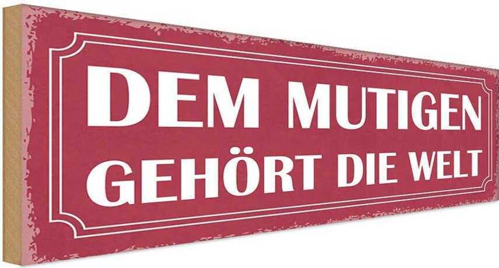 vianmo Holzschild 10x27 cm dem mutigen gehört die Welt Familie Freunde