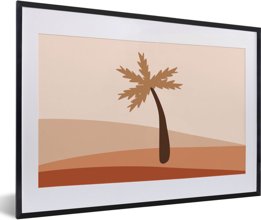 MuchoWow Gerahmtes Poster Sommer - Palme - Braun 60x40 cm - Poster mit Schwarzem Bilderrahmen Wandposter Rahmen Foto Bilder - Schlafzimmer - Plak...