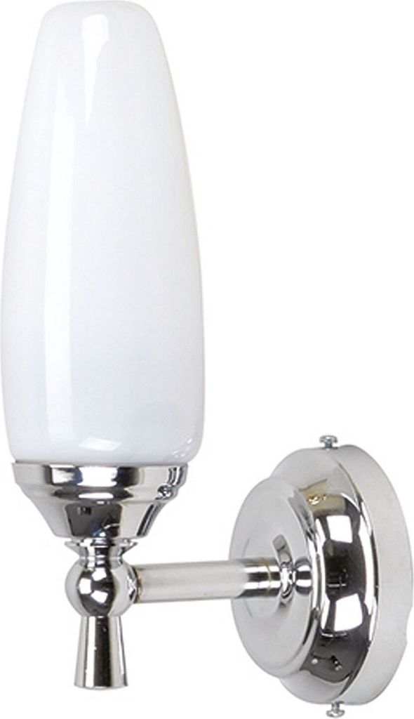 Design Wandleuchte Bad aus verchromtem Messing Glas Schirm rostfrei E14 LITSA Wandlampe Badleuchte