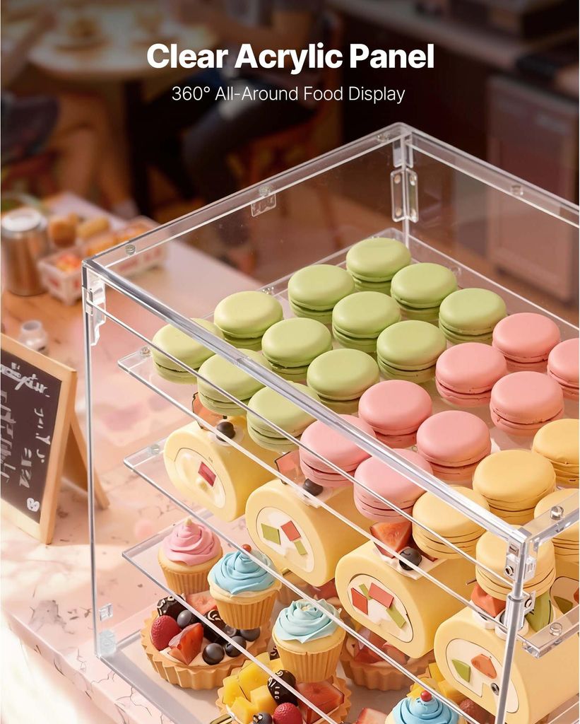 VEVOR Kühlvitrine 505 L – 2-stufig, LED-Beleuchtung, Antibeschlag, 2–8 °C, Rollen, Für Bäckereien, Cafés & Restaurants