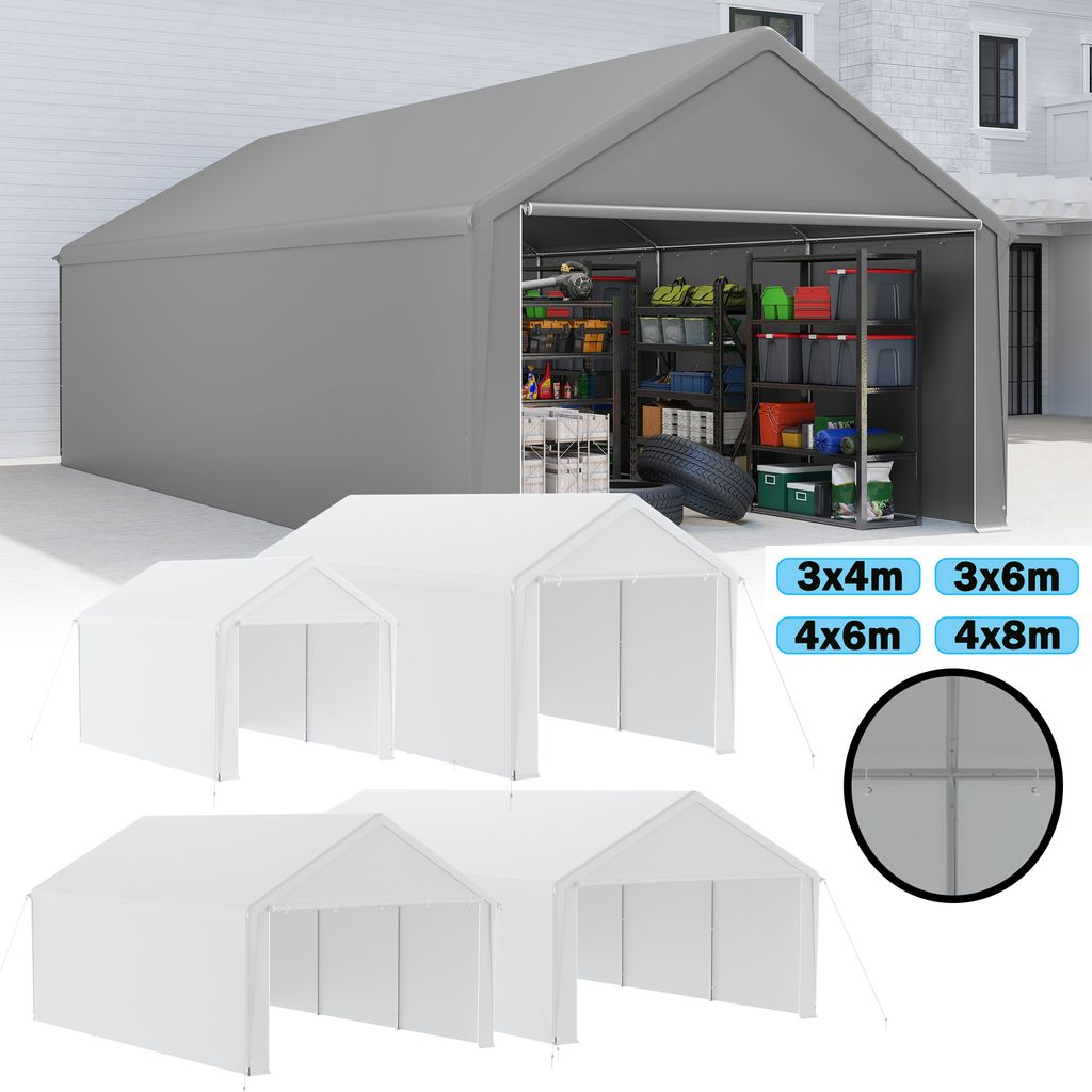 LARS360 Lagerzelt 4×6 m – Gerätezelt Winterfest mit Dach & abnehmbaren Seitenwänden – UV-beständig – Gartenschuppen Carport Weidezelt –...