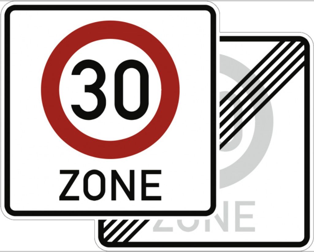 Verkehrsschild VZ274.1-40, Tempo 30-Zone, doppelseitig, Alu, RA1, 600x600 mm
