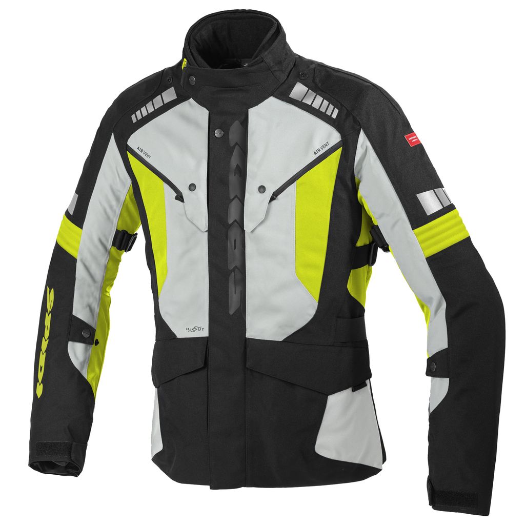 Spidi H2Out Outlander Motorrad Textiljacke, schwarz/grau/gelb, XL