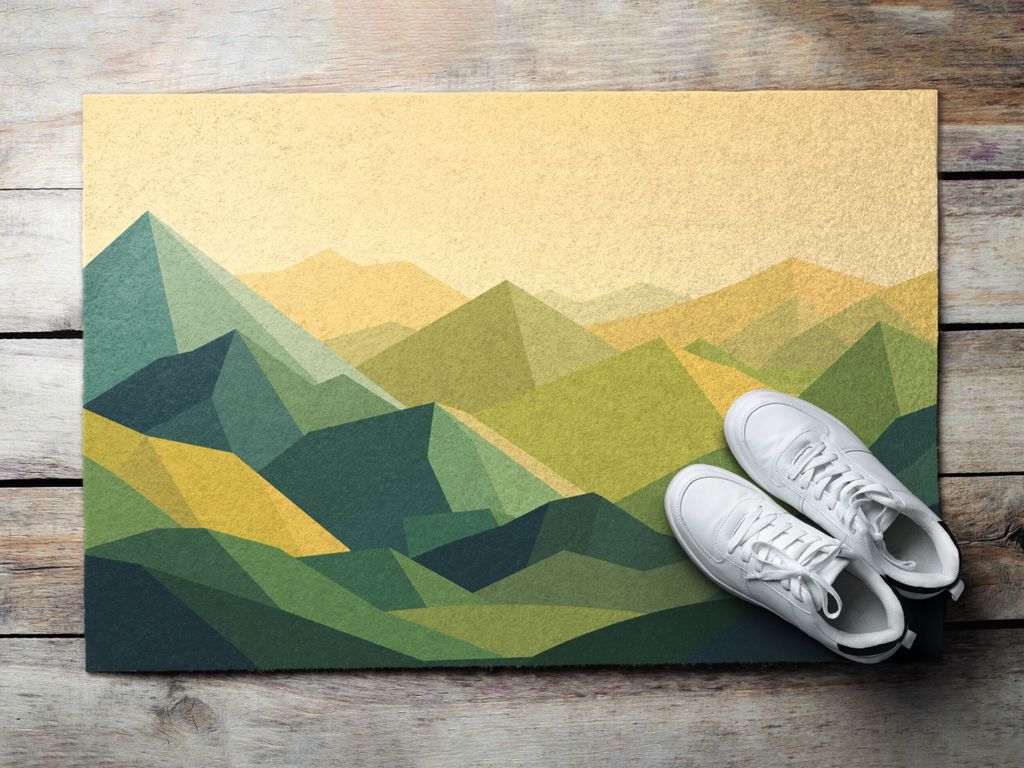 Fußmatte Aussen - Schuhmatte Haustür- Schmutzfangmatte Türvorleger - Outdoor Teppich Schmutzfänger - 60x40 cm - Geometrische Berge