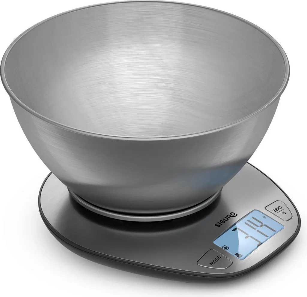 Balance de cuisine avec bol inox Siguro et fonction tare précise