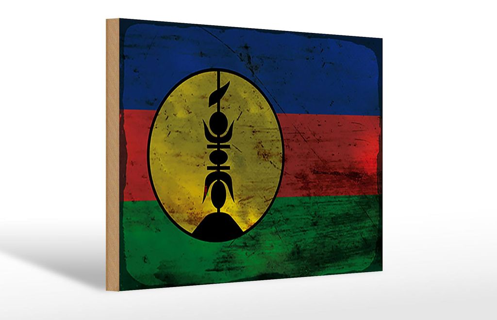 Holzschild Flagge Neukaledonien 30x20cm Flag Rost