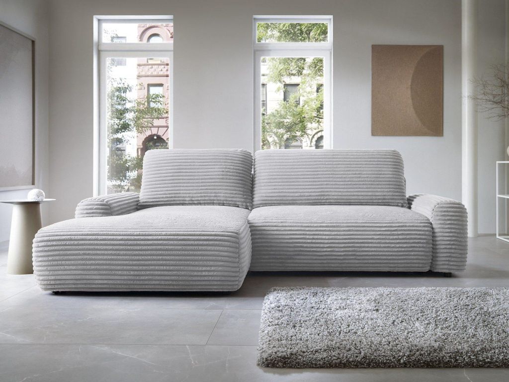 Ecksofa mit Schlaffunktion und Bettkasten, Cord Sofa - Produktbild 