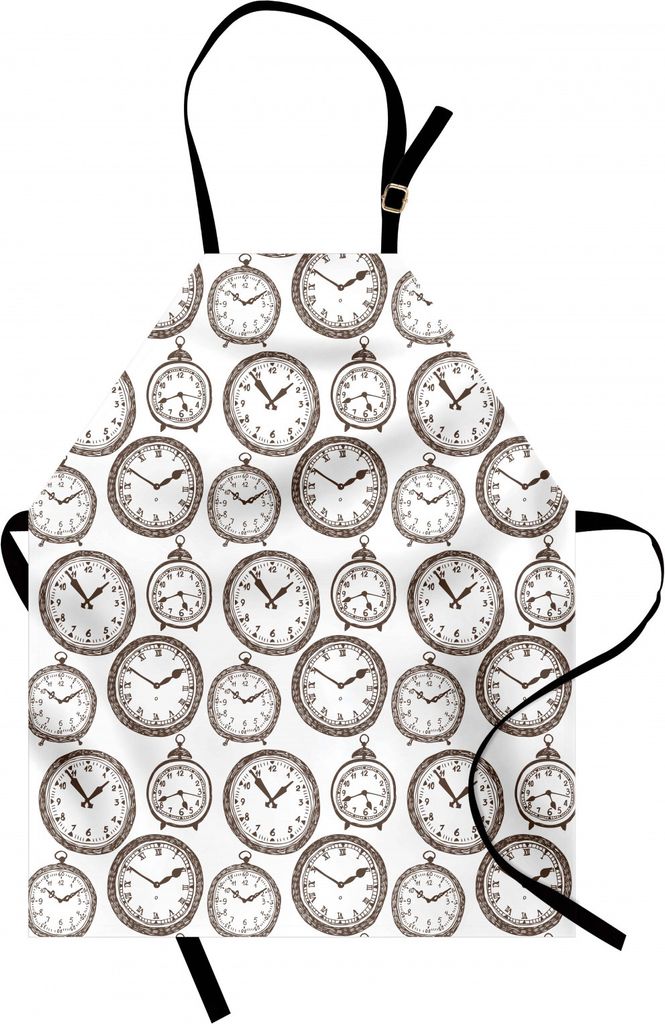 ABAKUHAUS Uhr Kochschürze, Vintage Taschenuhr mit Zahlen auf sie antiken Design Chronometer altmodischen Print, Farbfest Höhenverstellbar Waschba...